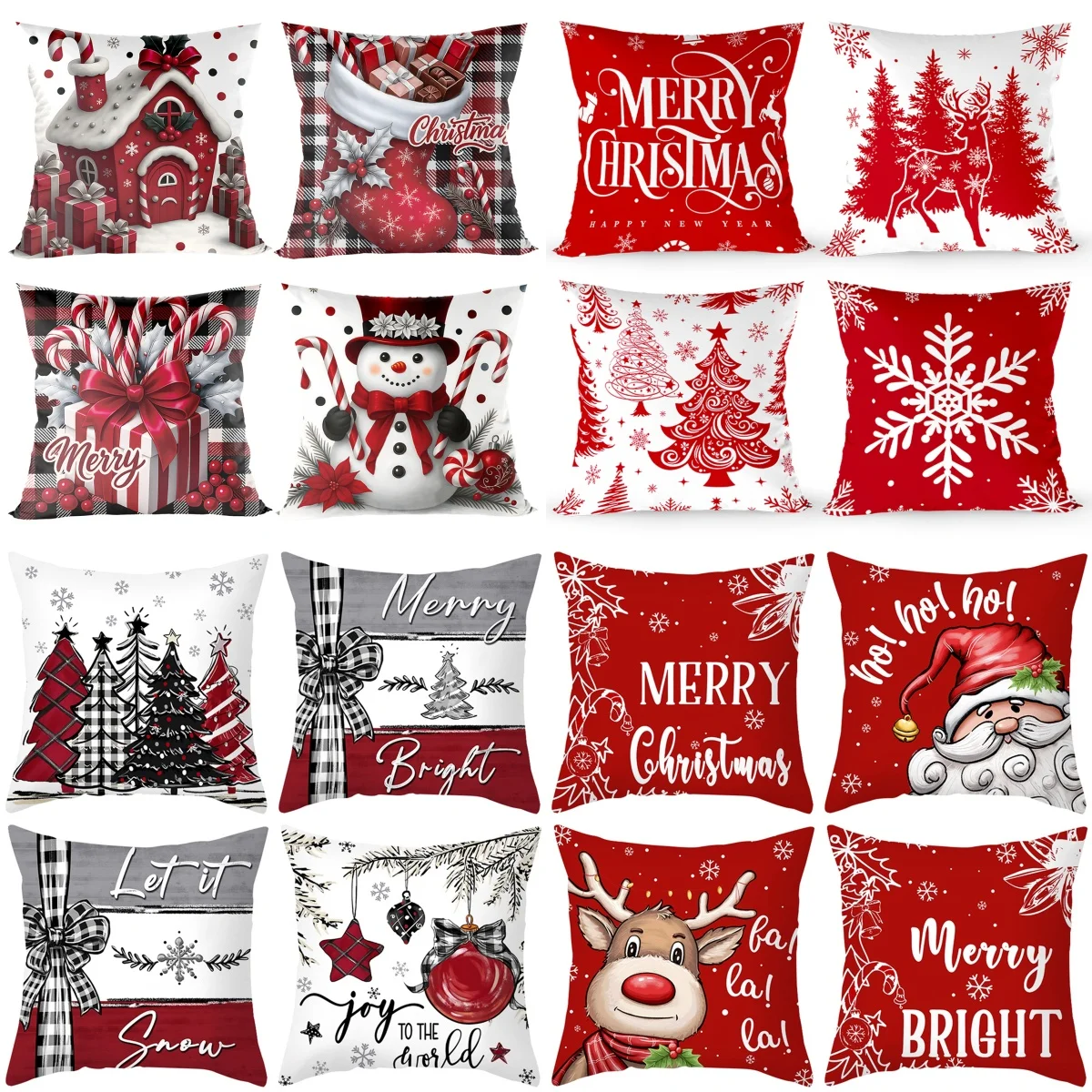 Funda de cojín navideña roja para niños – Decoración festiva