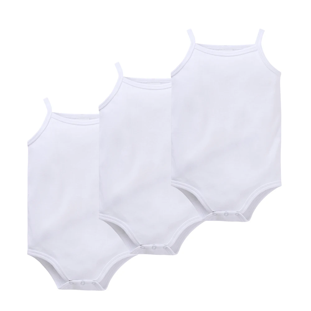 Novedad de verano, chaleco con tirantes para bebés y niños de 0 a 24 meses, monos de diseño sólido blanco 100% algodón, ropa infantil - imagen 3