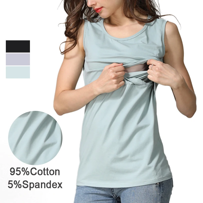 Ropa de Maternidad de Verano, Camisetas de Lactancia sin Mangas, Camisola, Ropa de Lactancia, Chaleco para Embarazadas, Camiseta sin Mangas para Posparto