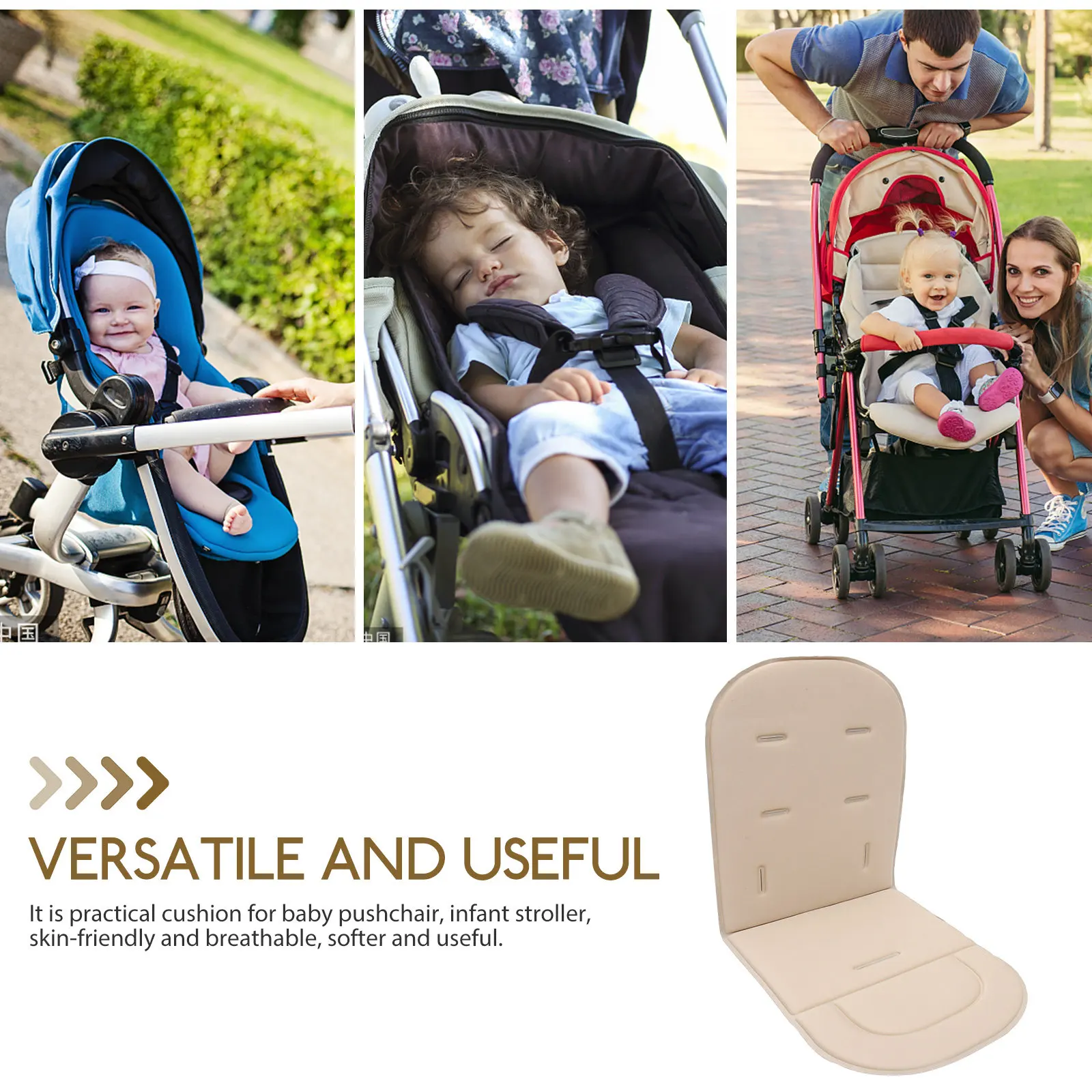 Cojín algodón transpirable cochecito bebé – asiento suave universal - imagen 5