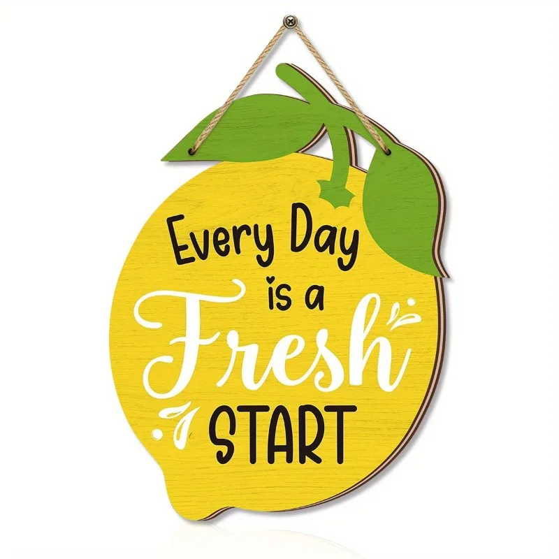 Letreros de limón de verano de madera duraderos, arte de pared divertido, adornos de pared de limón, tablero colgante de bienvenida de dibujos animados para fiesta en la habitación del hogar - imagen 5