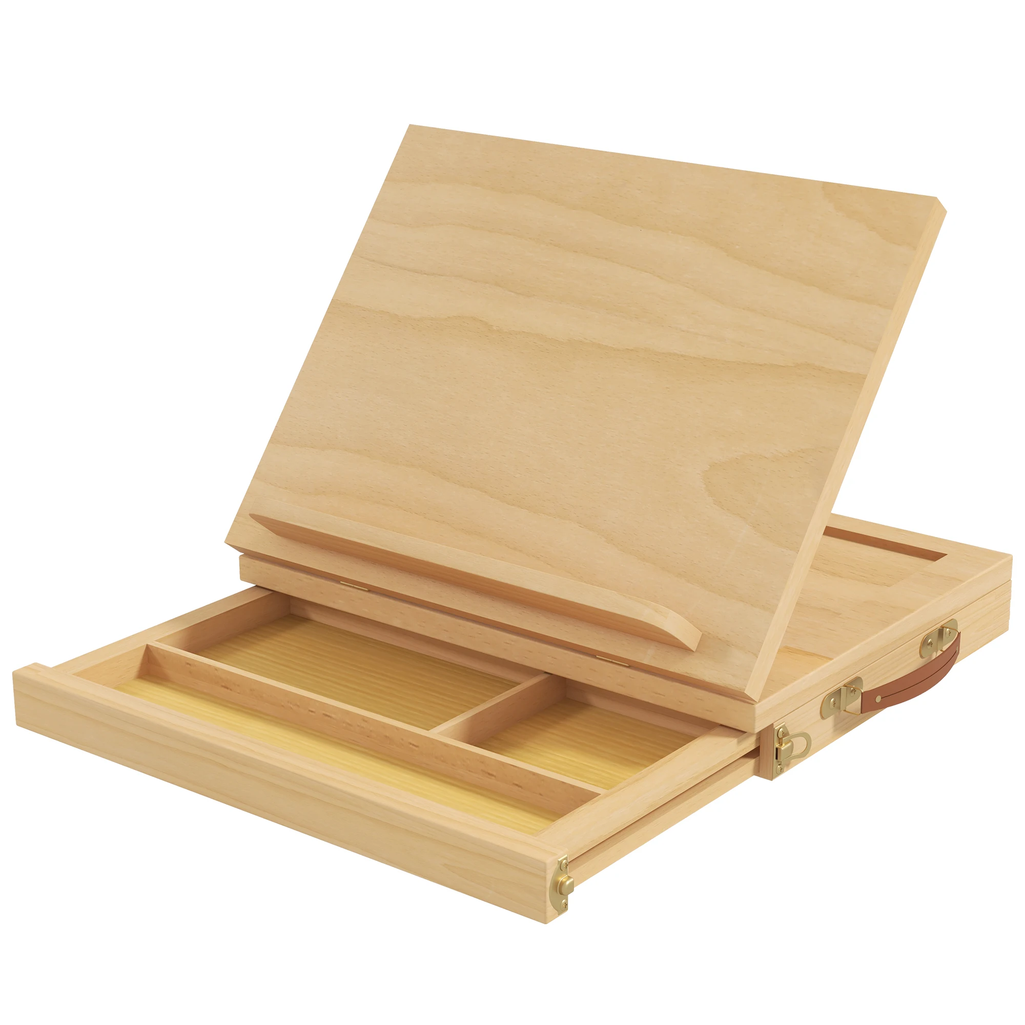 Vinsetto Caballete de Mesa Ajustable Caja de Caballete de Madera de Haya con Cajón de Almacenamiento Tablero de Dibujo y Bocetos Plegable para Adultos Principiantes Artistas 33,5x26x26 cm Natural