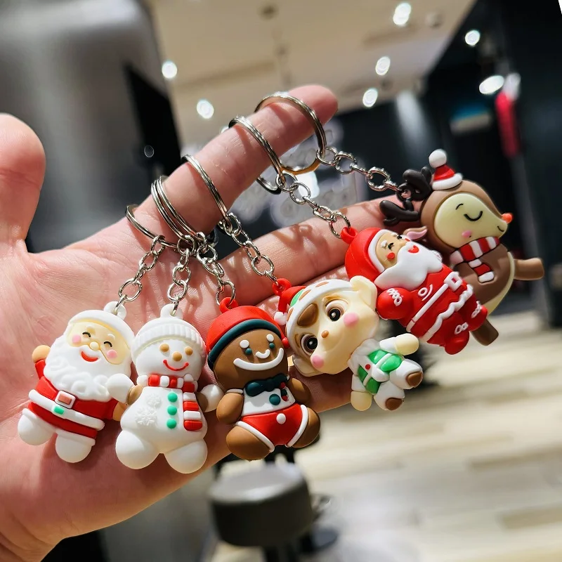 5/10PCS Anillo de llavero de dibujos animados de Navidad - Pequeño regalo perfecto para niños y niñas - Muñeco de nieve y decoraciones para árboles de Navidad, - imagen 3