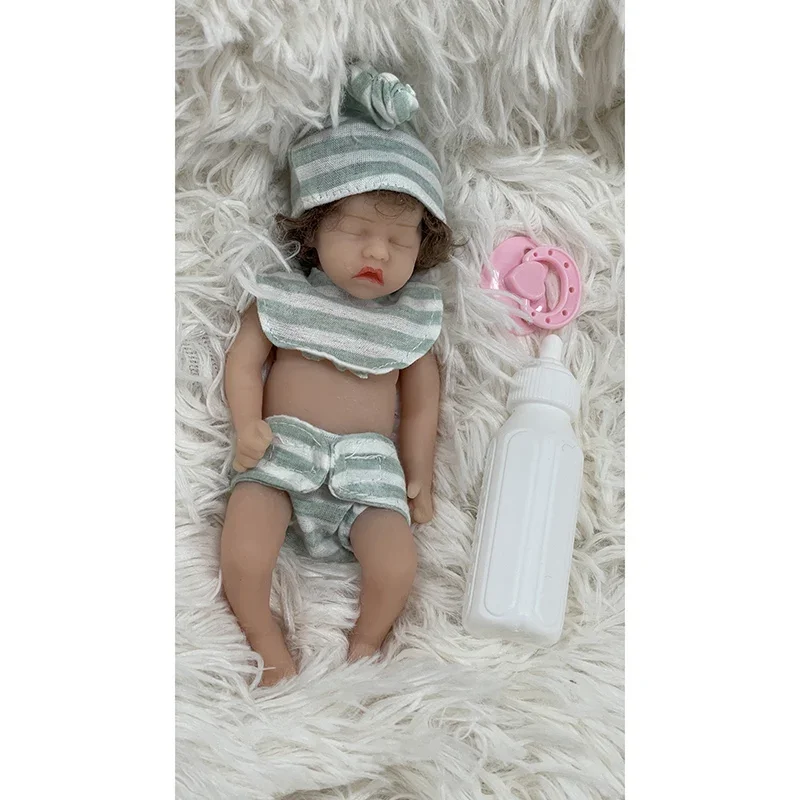 Muñecas Reborn de cuerpo completo de silicona de 7 pulgadas, muñecos Reborn de abril/Hayley/Dwin A/Lucas, juguetes antiestrés muy suaves al tacto - imagen 5