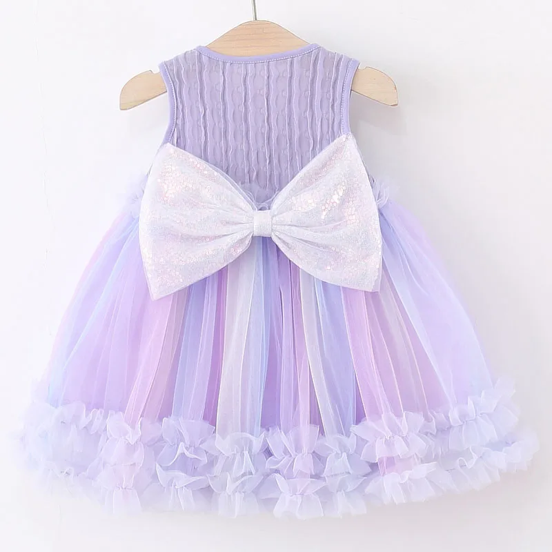 Ropa de verano para bebé, vestidos para niña, moda coreana, vestido de princesa sin mangas de malla para cumpleaños, artículos para recién nacidos de 3, 6, 9 meses B027