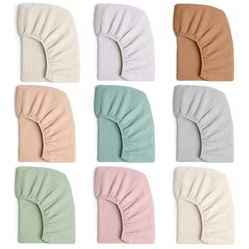 Sábana bajera de algodón transpirable para bebé, de Color liso funda extraíble, descanso cómodo - imagen 2