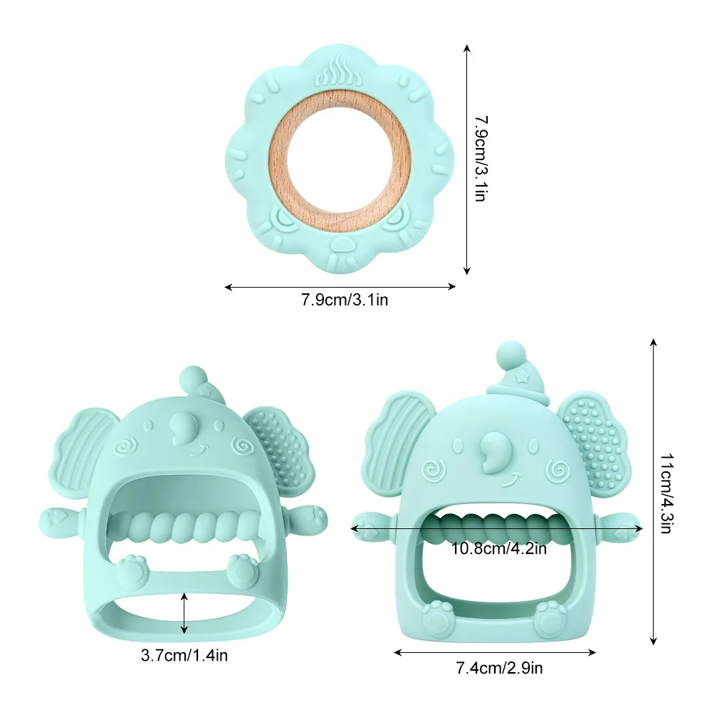 Anillo de dentición de silicona para bebé, juguete molar bonito con forma de animales de dibujos animados, collar suave de buena calidad para niñas y niños, 2 uds. - imagen 2
