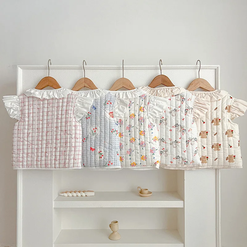 Chalecos coreanos florales para bebé, chaqueta gruesa y cálida con estampado de dibujos animados para niña y niño, chaleco infantil para primavera y otoño, Abrigo acolchado de algodón 2024 - imagen 4