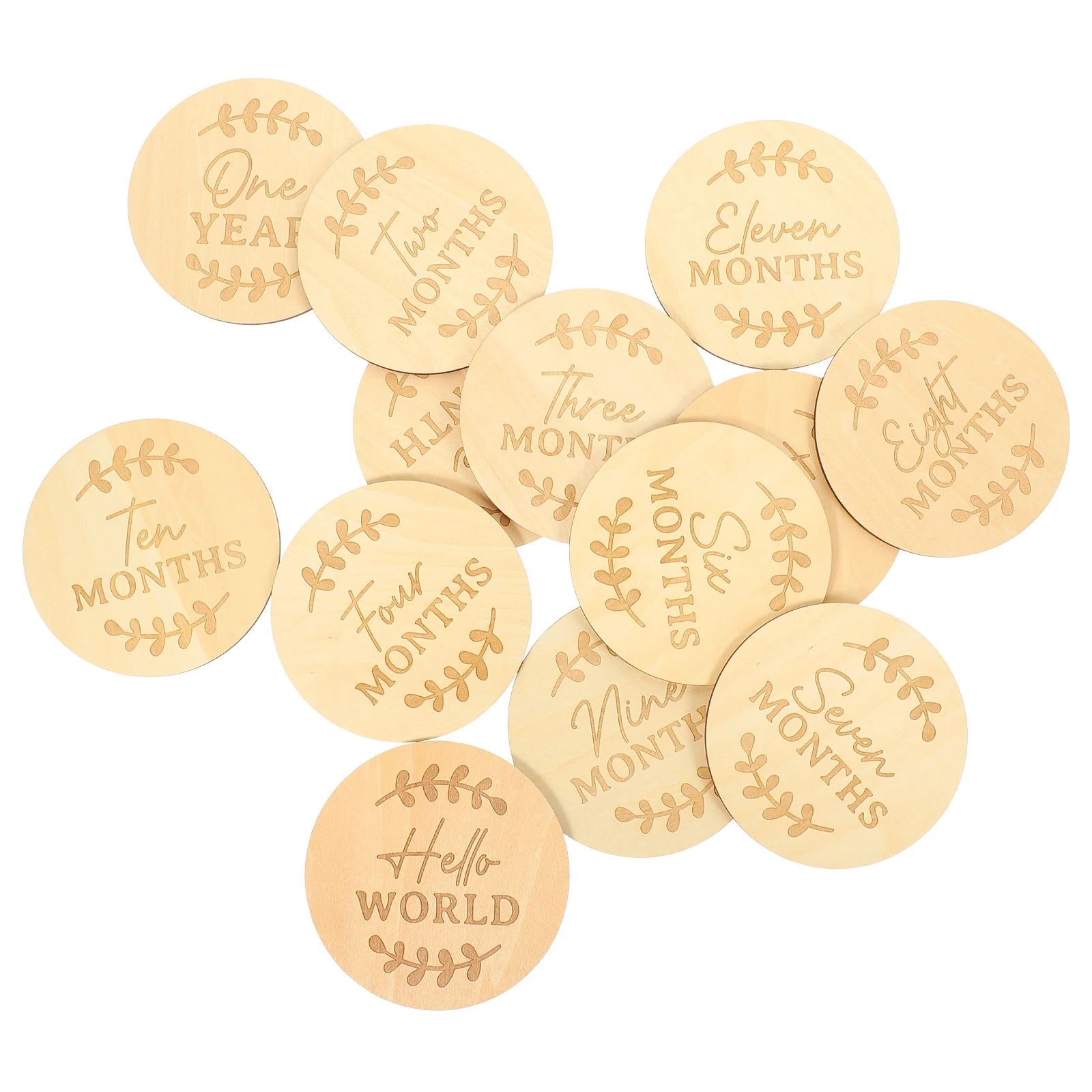 Tarjetas de hito de madera mensuales para bebé, marcador de crecimiento con diseño decorativo de dibujos animados, utilería para fotografía de recién nacido, tarjetas de madera de hito, 13 Uds. - imagen 5