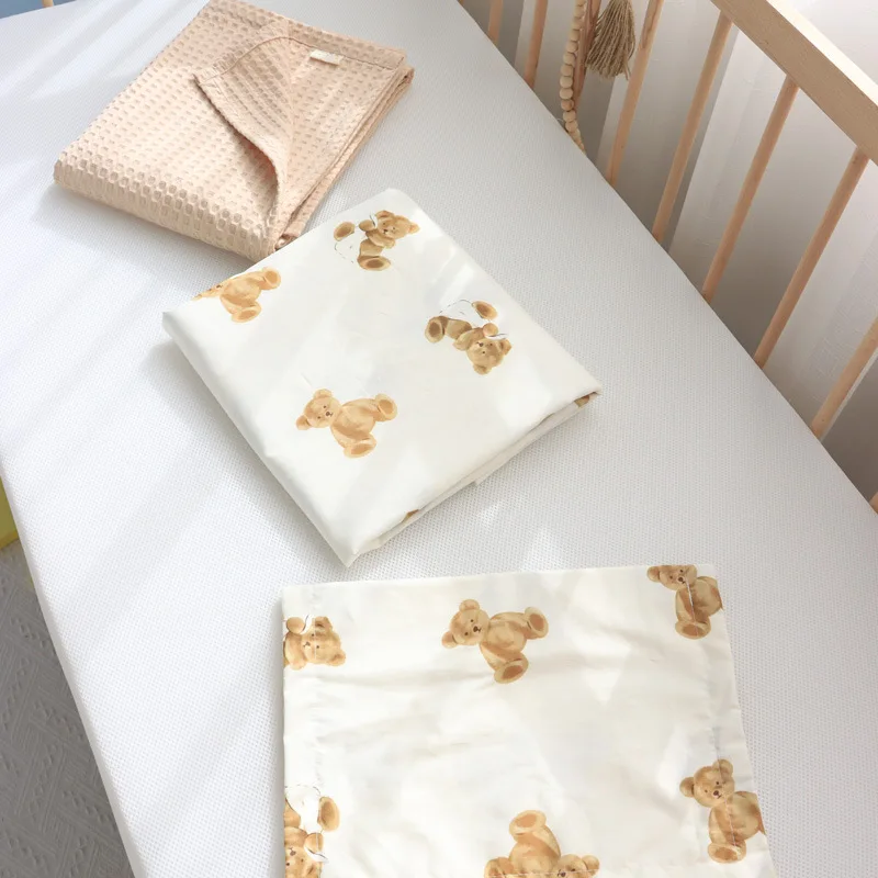 Juego cama cuna bebé de algodón suave con estampado oso - imagen 2