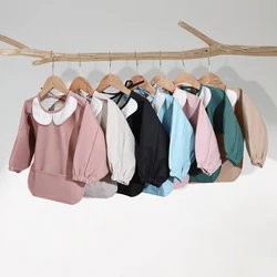 Bata artística impermeable manga larga suave color sólido para bebé