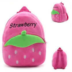 Mochila de peluche para bebé con fresa – Estilo fruta rosa infantil