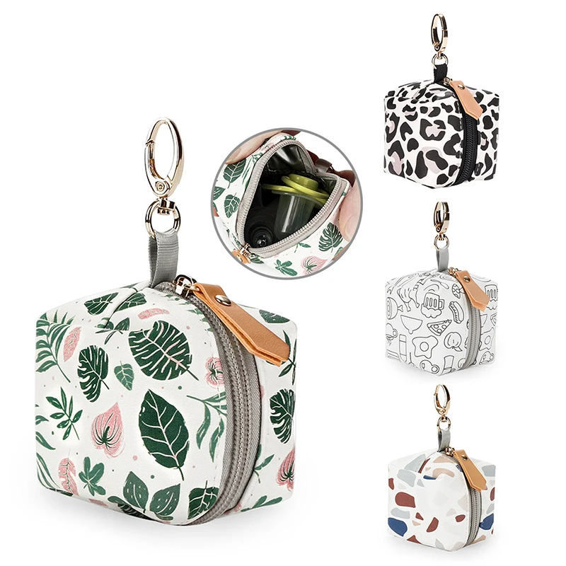 Caja con Clip para chupete de bebé, soporte para chupete impermeable de PU, funda para pezones para bebés, puede colgar bolsa de mamá, portátil multifuncional