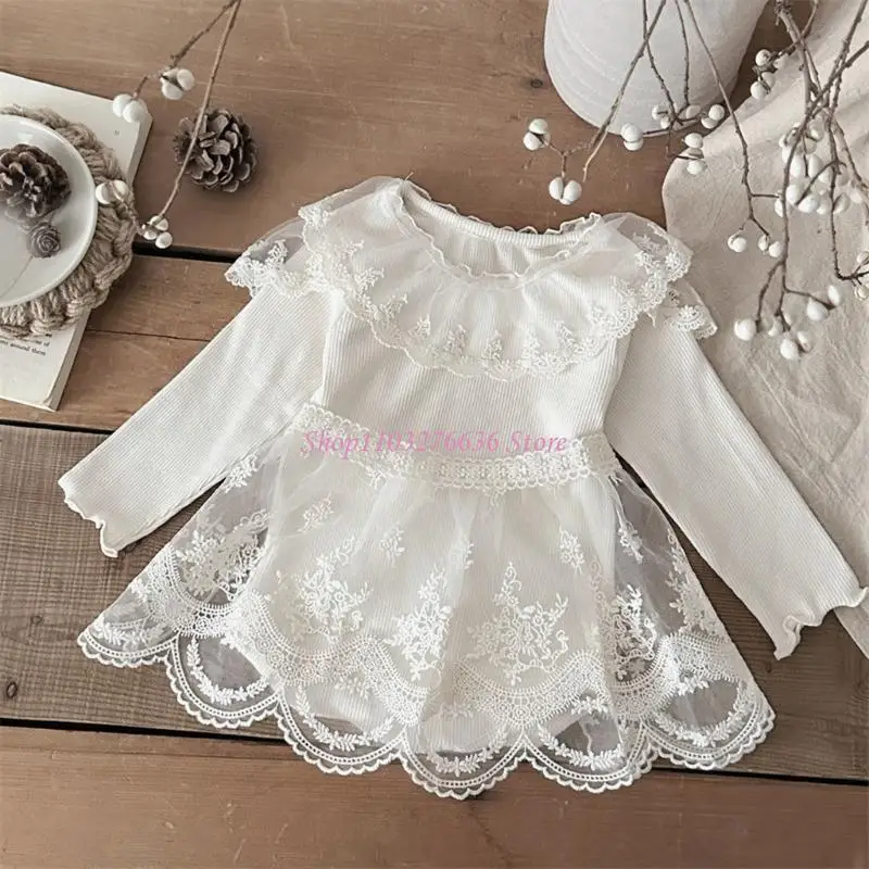 Delantal adorno encaje infantil R6FD diseño cómodo y transpirable para niñas mini falda - imagen 2