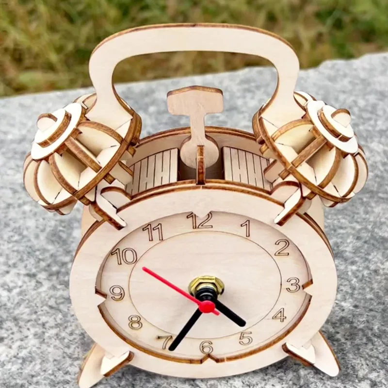 Ciencia infantil hecha a mano 3D modelo estereoscópico de madera hecho a mano DIY creativo reloj Retro juguete de ensamblaje - imagen 5