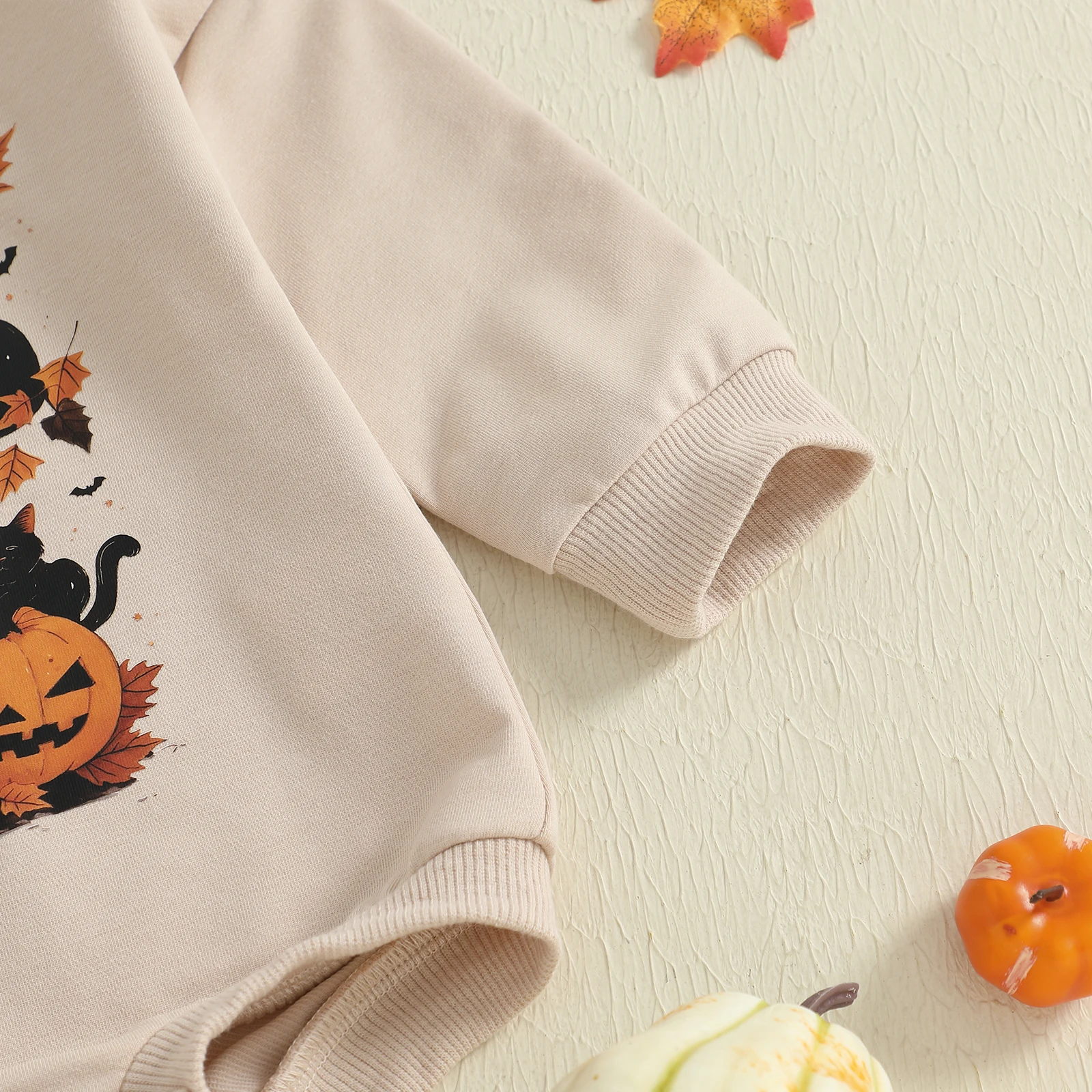 Pelele de Halloween para bebé de 0 a 18 meses, pelele de manga larga con cuello redondo y estampado de gato negro, mono de otoño para recién nacido - imagen 5