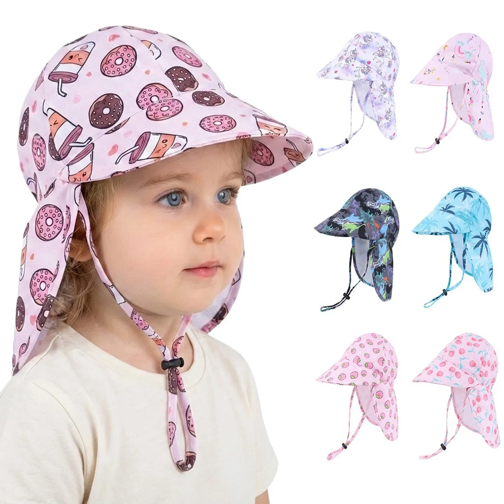 Sombrero de sol infantil con protección UV y pañoleta panamá - imagen 3