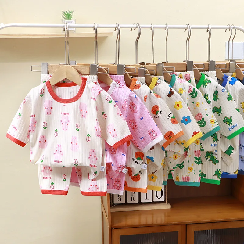 Conjuntos de pijamas para bebé, pijamas de algodón para niño, pijamas de manga larga para bebé, ropa de casa de dibujos animados para niño
