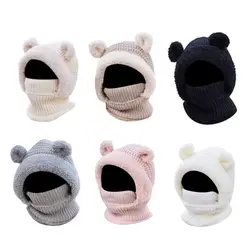 Gorro infantil de lana con orejeras y capucha suave