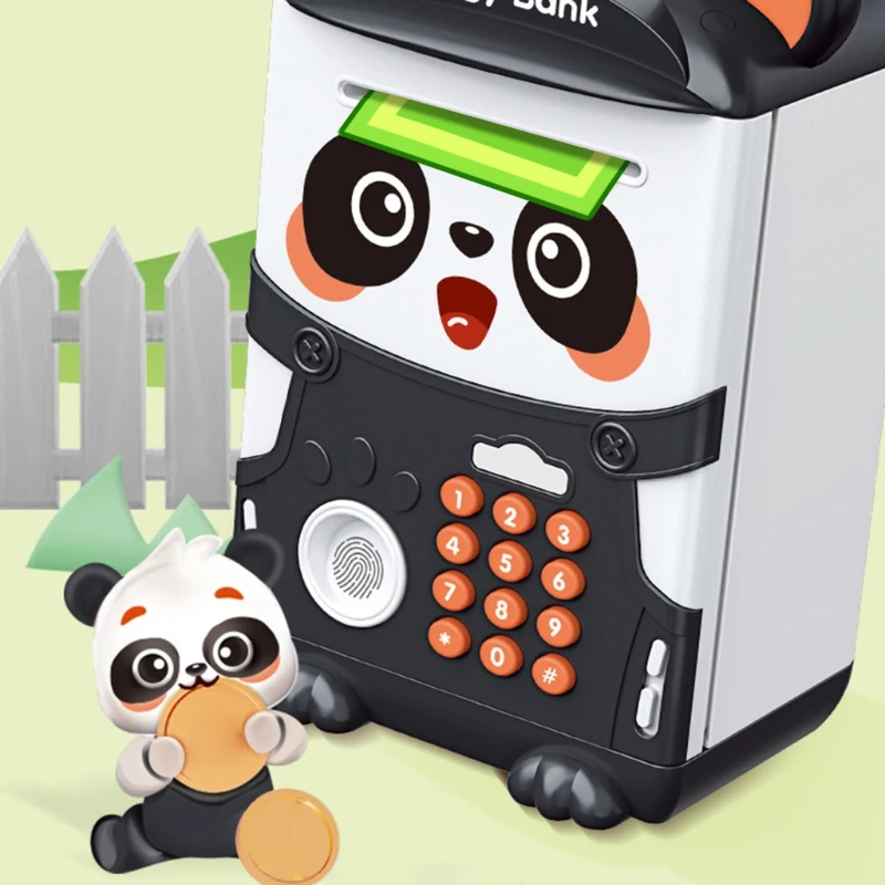 Alcancía eléctrica Kawaii Panda, caja de dinero con contraseña, bancos de huellas dactilares para ahorrar dinero en efectivo, juguete para niños, regalos de cumpleaños y Navidad - imagen 5