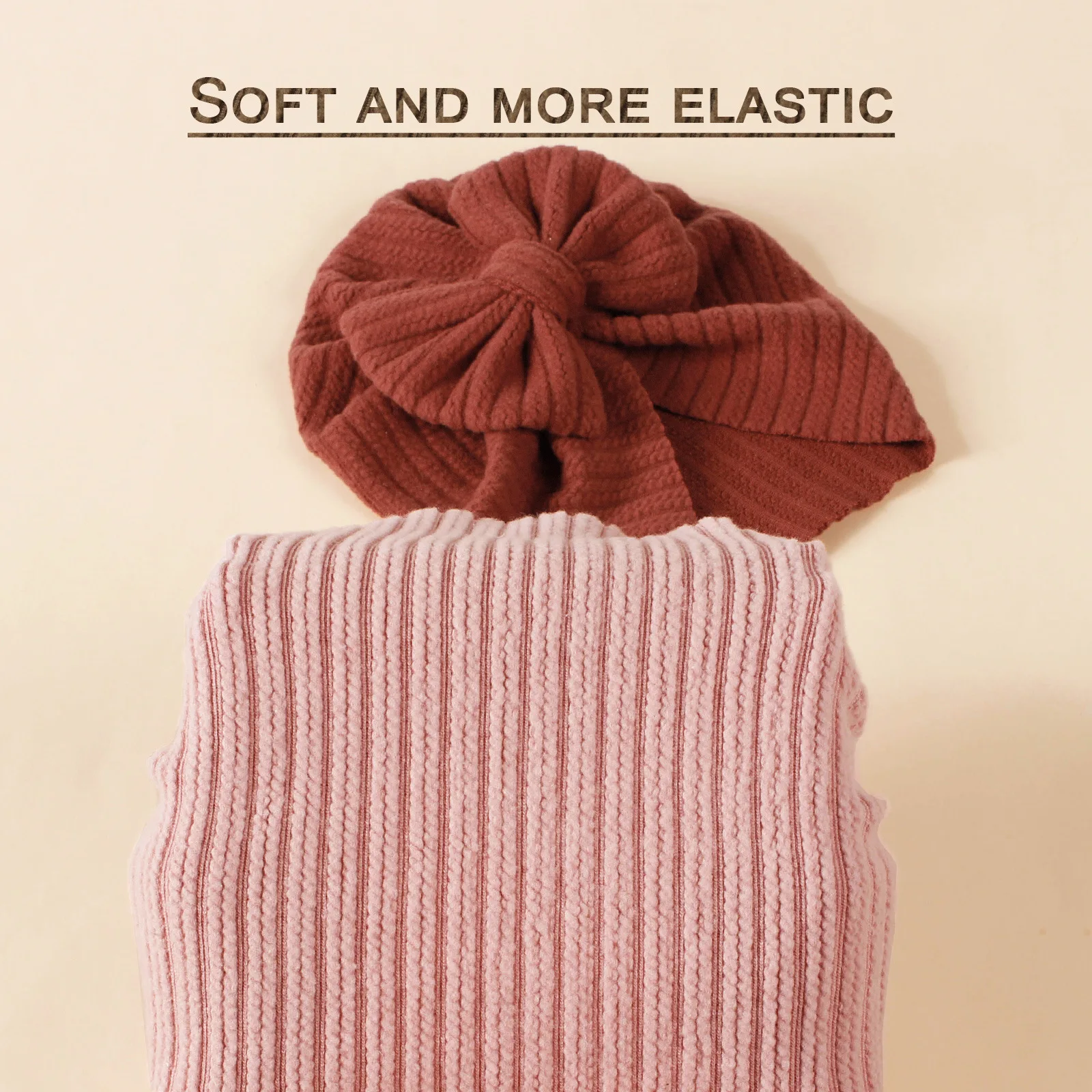 Diadema turbante con lazo para bebé recién nacido – Gorro suave invierno - imagen 3