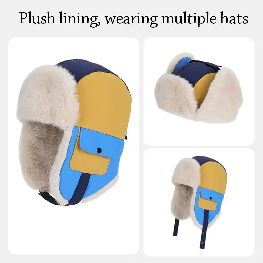 Gorros de invierno cálidos a la moda para niños, gorro grueso con orejeras, gorro de piloto a prueba de viento a prueba de frío para niños - imagen 5