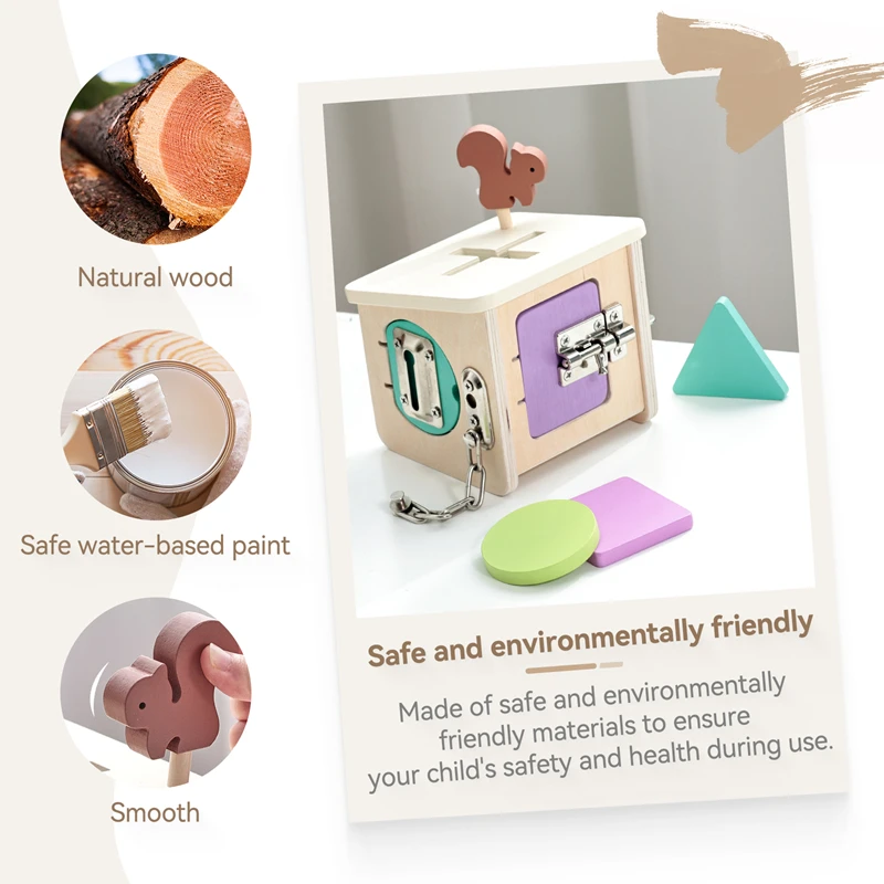 Juguete Montessori para bebé, casa de desbloqueo de madera para recién nacido, juego de educación temprana, juguete de coordinación mano-ojo para cultivar, regalo para bebé - imagen 2