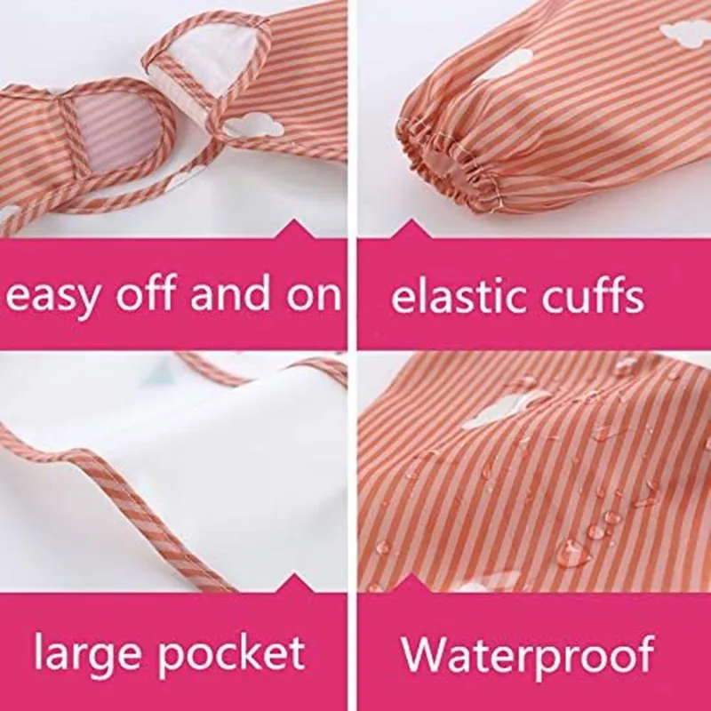 Bata impermeable para comer de 1 a 3 años, delantal artístico de manga larga con dibujos animados para bebé, bata de Animal, babero suave para bebé, ropa para eructar - imagen 3