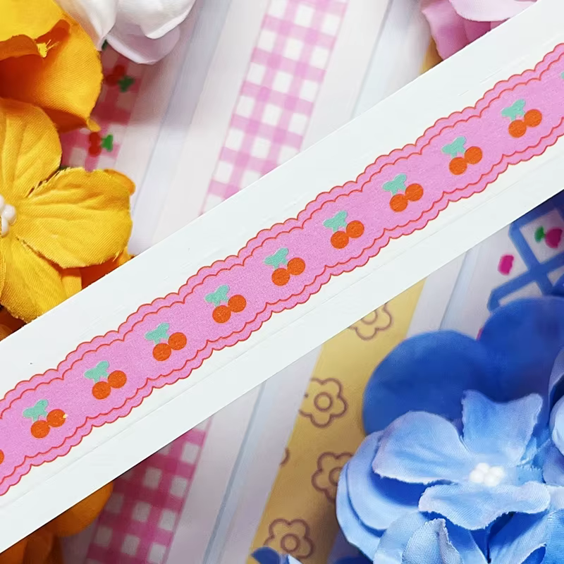 Pegatinas de tulipanes y flores con cinta washi decorativa