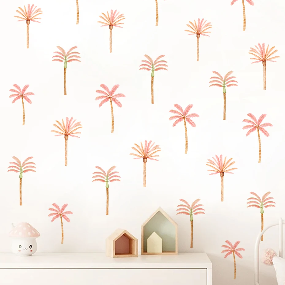 Pegatinas de pared infantiles palmera coco boho Rosa extraíbles - imagen 5