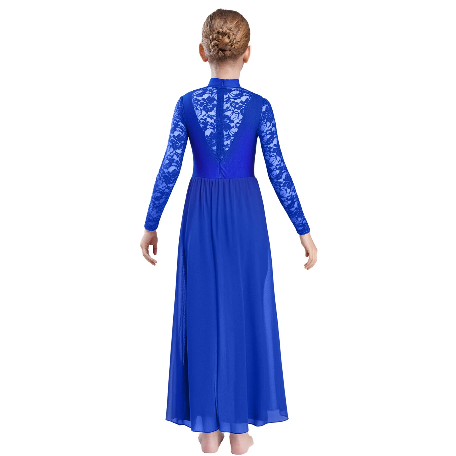 Mono de danza lírica para niñas con encaje floral y lentejuelas - imagen 2