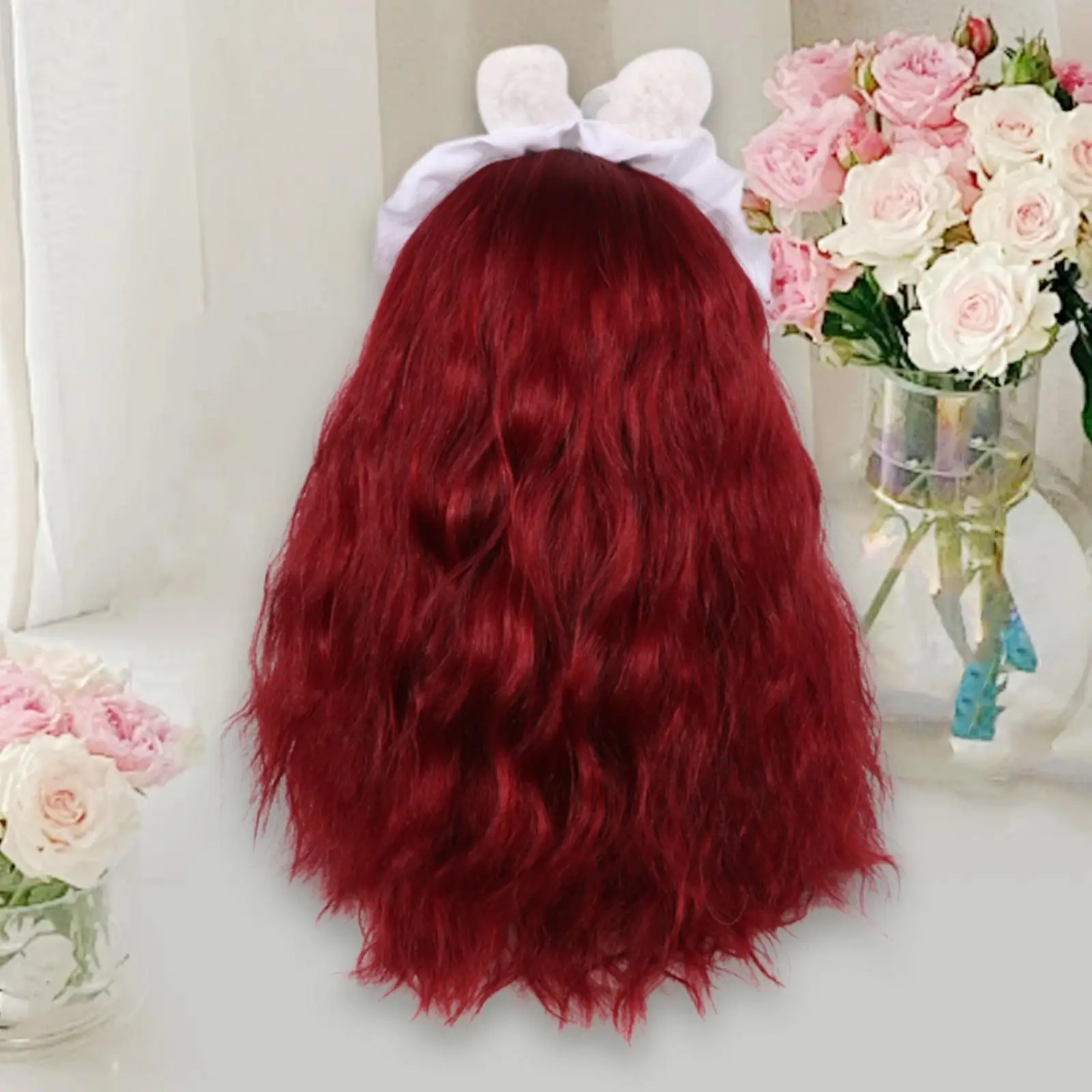 20cm BJD Doll Wig Air Supplies Heat Resistance Fiber Cute for 33-36cm Head Handmade Long Hair
