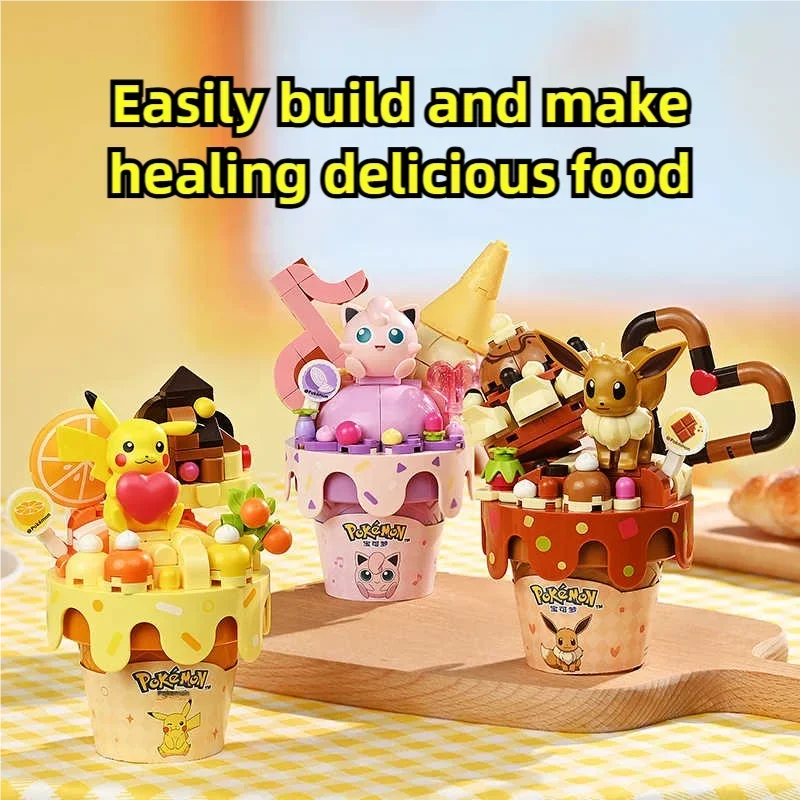 Bloques de construcción de Pokémon Pikachu Squirtle Jigglypuff, modelo de helado, juego de ladrillos DIY, decoración de colección de escritorio, regalos Idea para niños - imagen 2