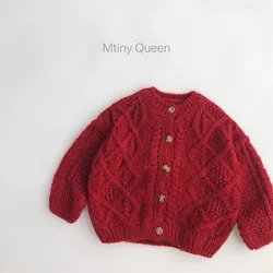 Tesoro Cárdigan de invierno para niña – Estilo coreano punto cáñamo