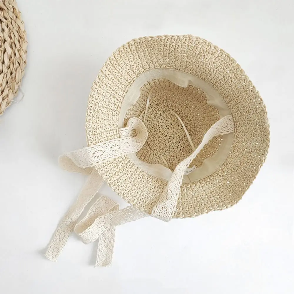 Sombrero de paja de encaje para bebé, gorro de playa, informal, Princesa, Panamá, Verano - imagen 3