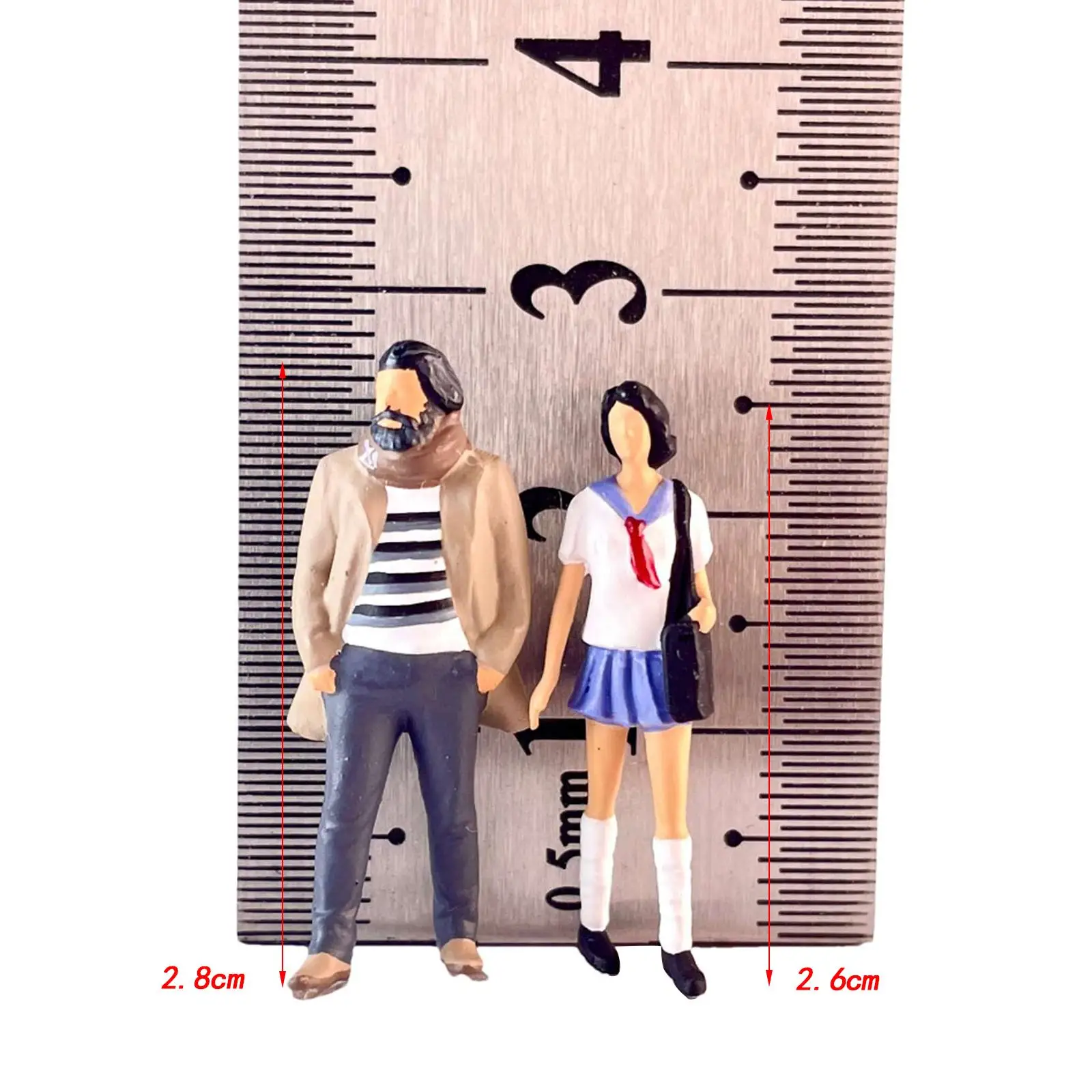 2x 1:64 Scale People Figures Student in Uniform Car Model Matching Dioramas Tiny People Model Scarf Uncle for Miniature Scene