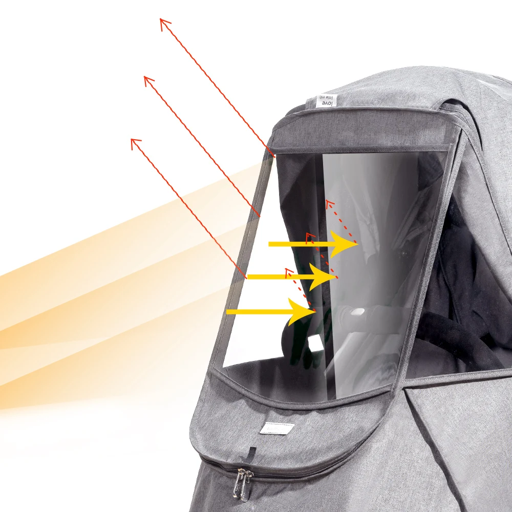 Cubierta de lluvia para cochecito de bebé, protector Universal contra el viento y el polvo con ventanas, accesorios para cochecitos, invierno - imagen 3