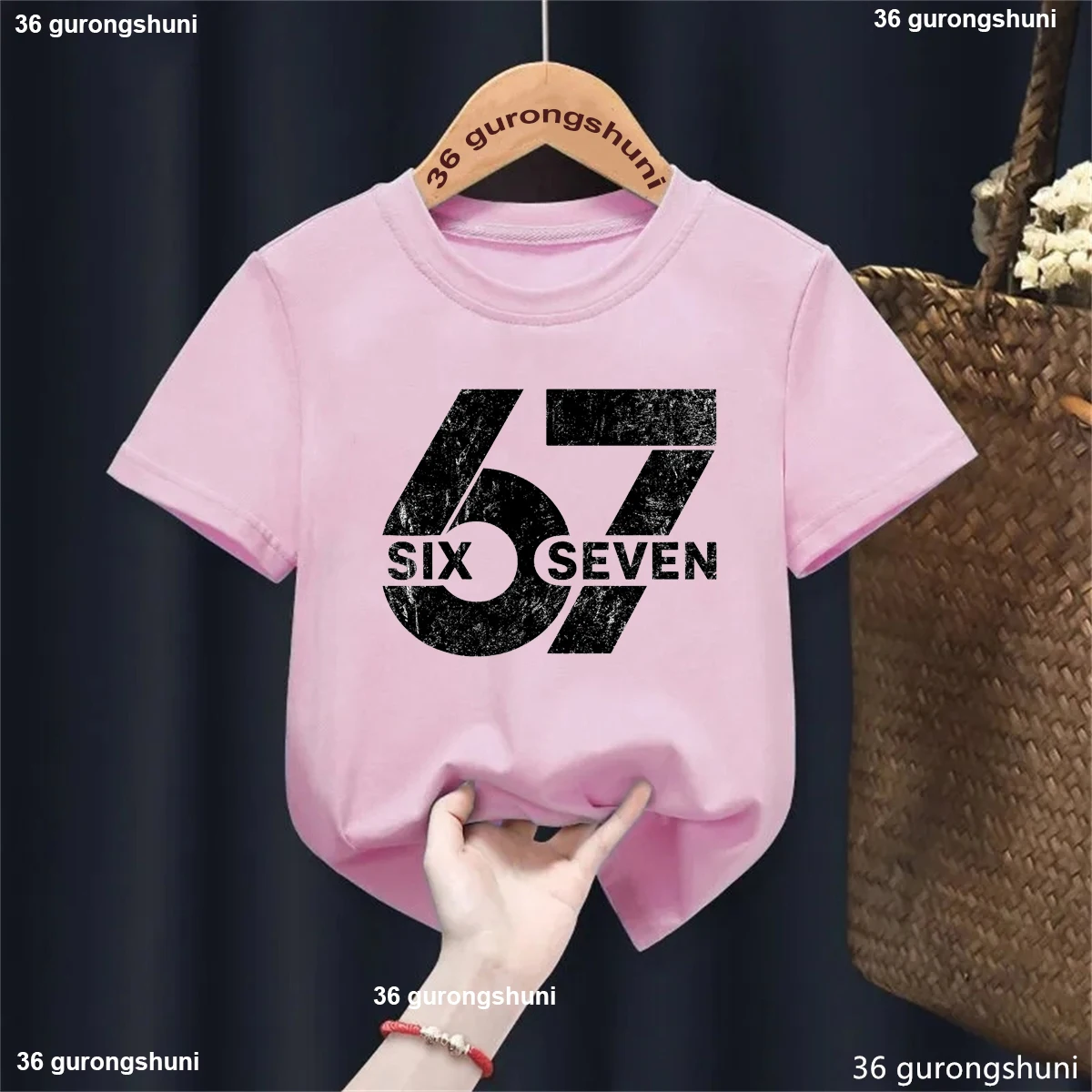 Camiseta con estampado de Six Seven Meme para niñas y niños, ropa Kawaii para niños, camiseta Harajuku, camiseta fresca de manga corta, ropa para niños 67 - imagen 3