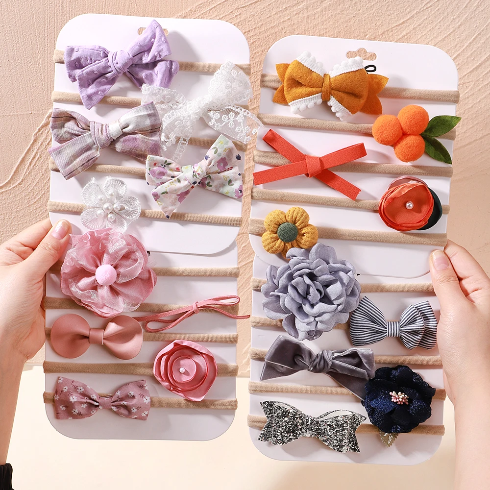 Diadema elástica de nailon para bebé con lazo de encaje floral - imagen 2