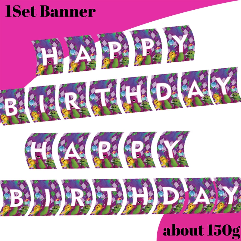 Barney-decoraciones para fiesta de cumpleaños con temática, cubiertos desechables, plato, mantel, taza, globo, decoraciones para fiesta de cumpleaños, Baby Shower - imagen 4