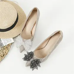 1 unidad de materiales, decoraciones para zapatos con diamantes de imitación, diseño de lazo brillante, accesorios de hebilla, zapatos, joyería de flores para mujer