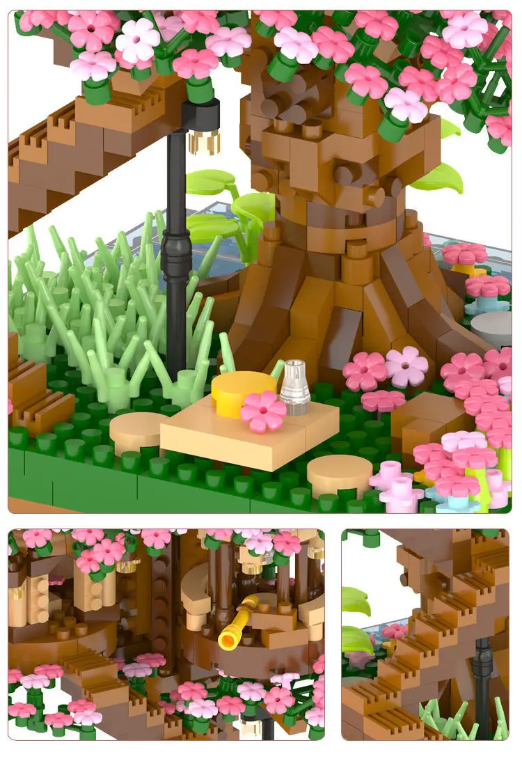 Un árbol de lego con un pájaro en la rama