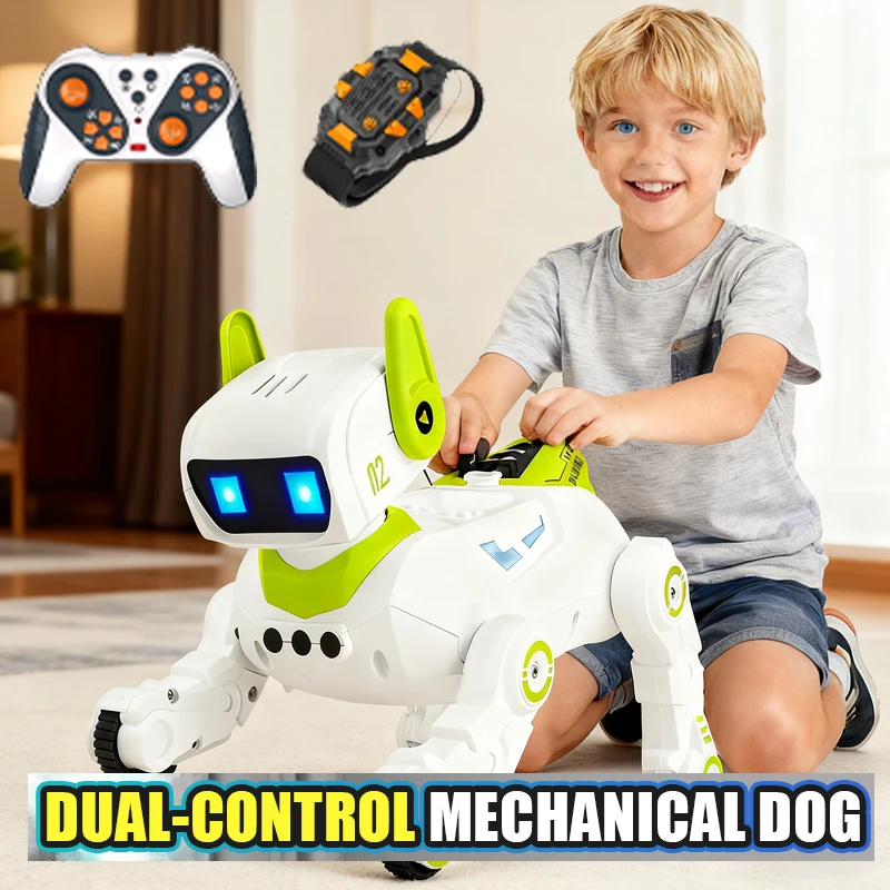 Perro Robot RC acrobático electrónico para mascotas con sonido ligero, pulverizador táctil interactivo programable, perro mecánico inteligente, regalo de cumpleaños para niños