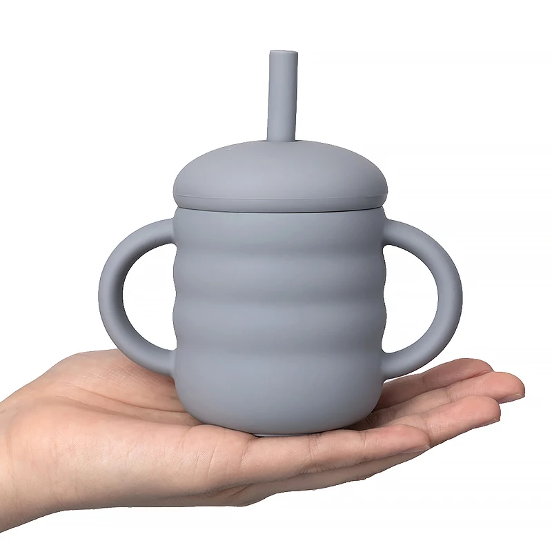 1 Uds. Tazas de silicona para alimentación de bebé para bebés y niños pequeños, vasos de agua potable con vástago de mano de aprendizaje portátil, cosas para bebés - imagen 2
