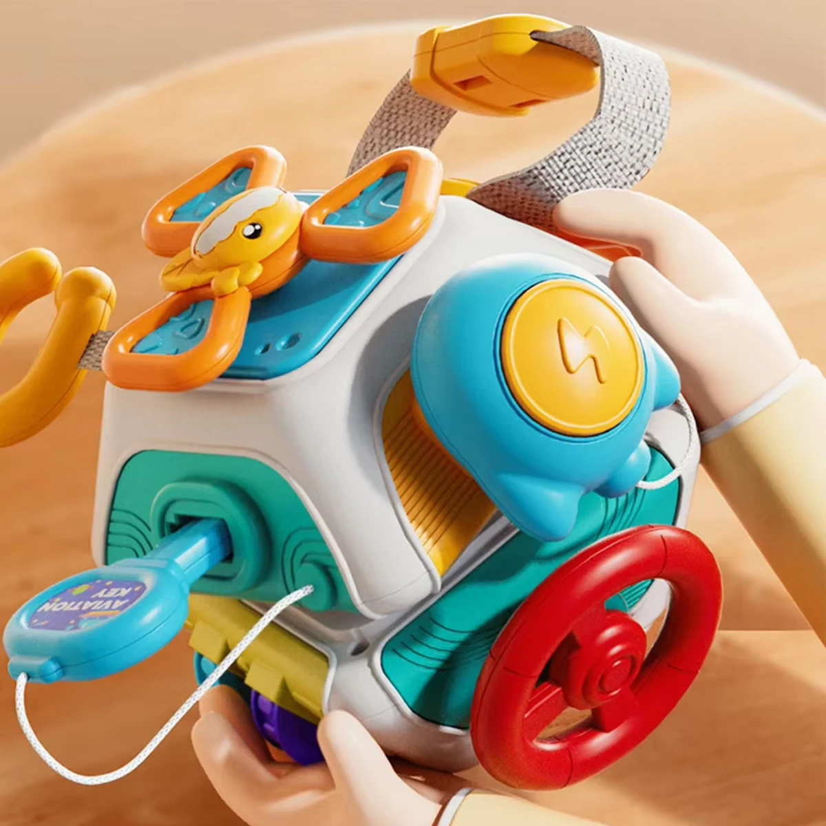 Cubo de tablero ocupado para bebé, juguete sensorial Montessori para niños pequeños de 1 a 3 años, viaje en avión para asiento de coche infantil, actividad de aprendizaje educativo para niños - imagen 3