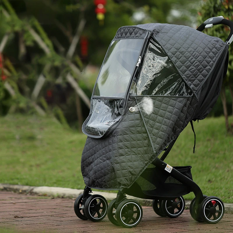 Protector de viento Cubierta de lluvia Universal 2 en 1 Impermeable 2 en 1 Impermeable Invierno Cálido Capucha Cochecito Accesorios - imagen 3