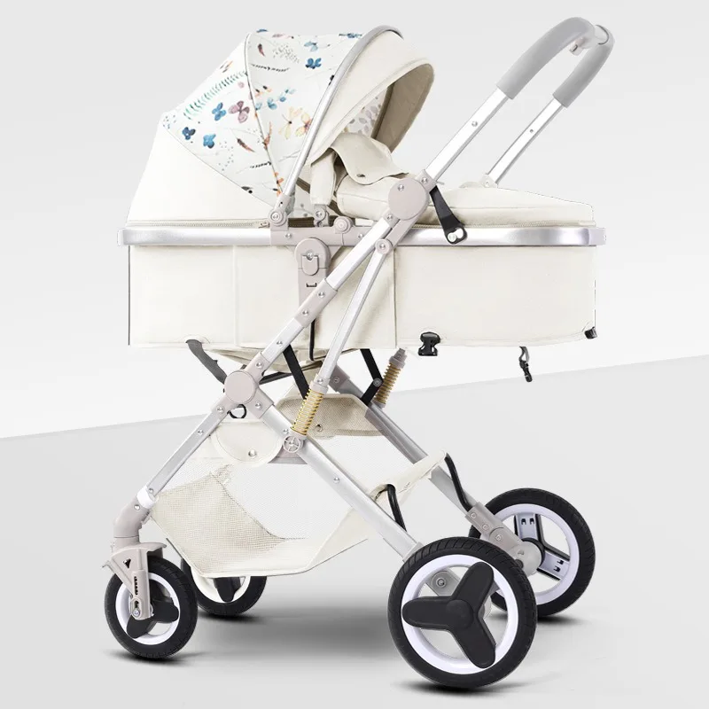 Cochecito bebé plegable con amortiguador y manillar reversible