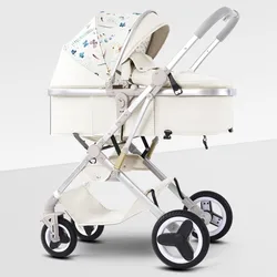 Cochecito bebé plegable con amortiguador y manillar reversible