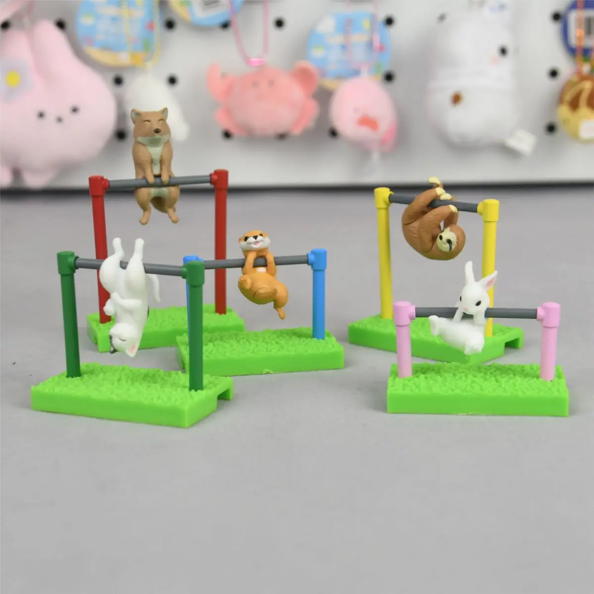 Juguetes de cápsula grita, puesta de sol, barra de hierro, club, lindo kawaii, tibetano, arena, zorro, perezoso, gato, nutria, conejo, juego de figuras de barra horizontal - imagen 5