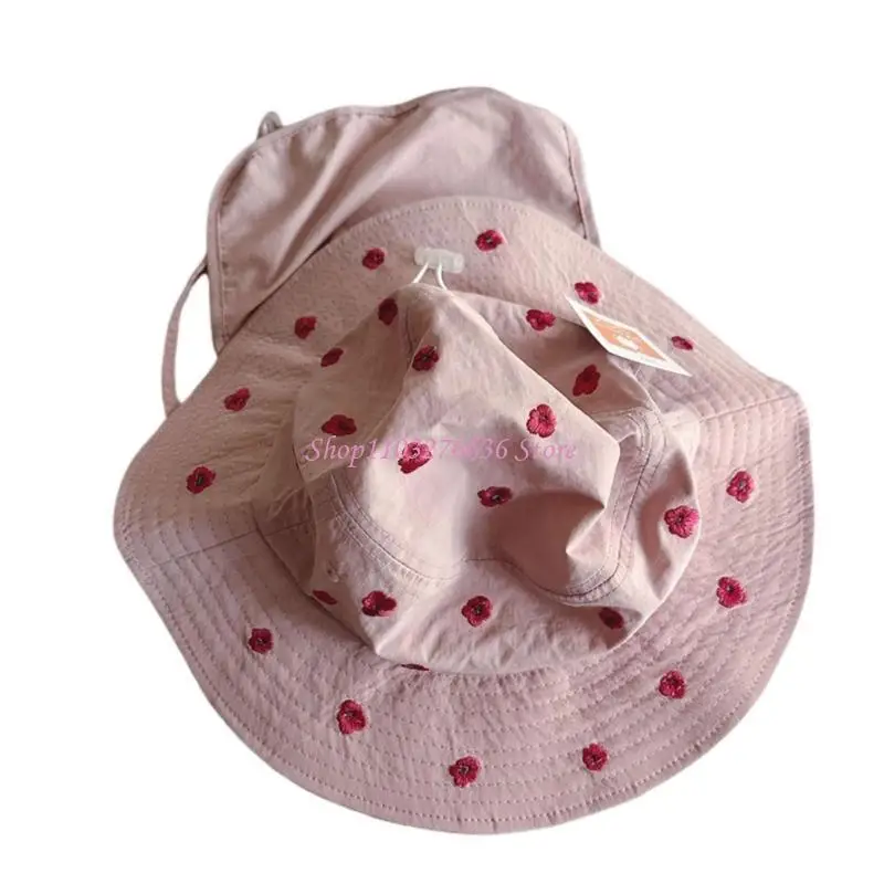 Gorro playa viaje para niños R6FD, gorras pescador con solapa para cuello, protecciones solares transpirables para 3 - imagen 3